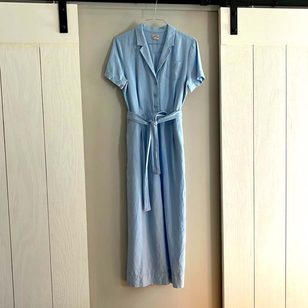 JCrew JUMPSUIT LINEN BLUE size 14 Tall